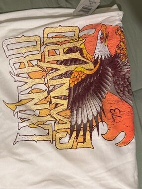 White Graphic Short Sleeve Tee with Eagle Print
